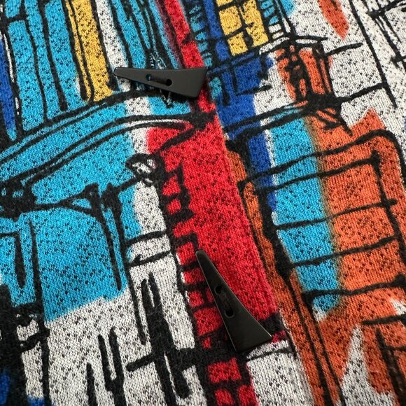 Ali Miles Button Up Shirt Blouse Women's MEDIUM Artsy Art To Wear Colorful - Picture 2 of 6